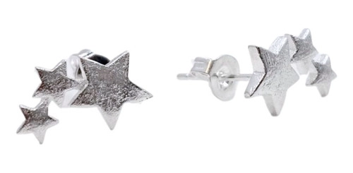 AROS TRIO DE ESTRELLAS, PLATA 925, REGALO MUJER PLATEADO - 1