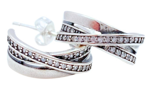 AROS TRIPLE ARGOLLA X, CIRCON BLANCO, PLATA 925, REGALO  PLATEADO - 1