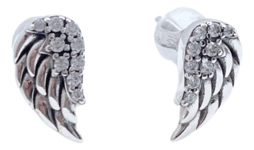 AROS APEGADOS ALAS CON DETALLE CIRCONITAS, REGALO MUJER PLATEADO - 1