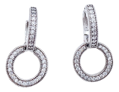 AROS CIRCULO DOBLE COLGANTE, CIRCON CZ, PLATA 925, REGALO PLATEADO - 1