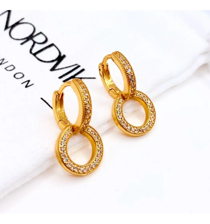 Aros Doble Argolla Plata 925 Chapados Oro 14K, Nordvik London - 2