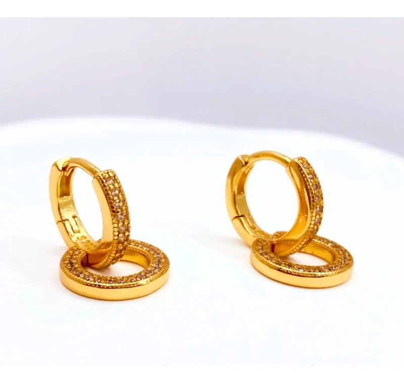 Aros Doble Argolla Plata 925 Chapados Oro 14K, Nordvik London - 4