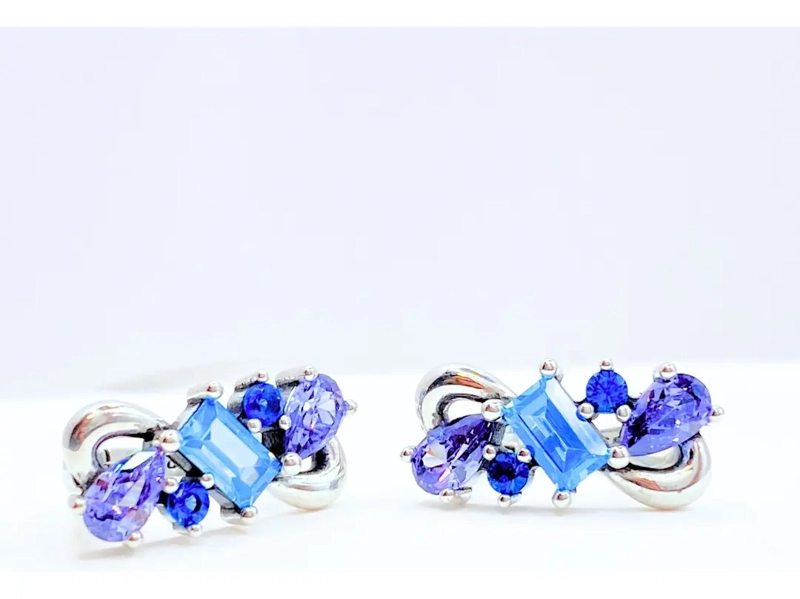 Aros Plata 925 Circonita Azul. Nordvik London - 1