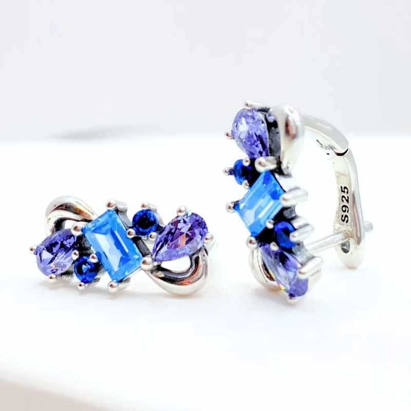 Aros Plata 925 Circonita Azul. Nordvik London - 2