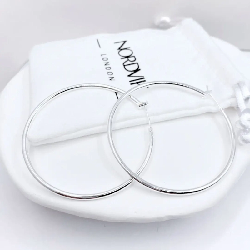 Argollas Finas Plata 925 de 5cm, Nordvik London - 1