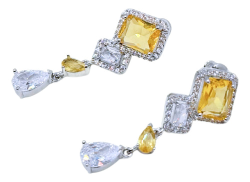 AROS DE FIESTA COLGANTES CON CIRCONITAS GOTAS Y RECTANGULOS PLATEADO - 1