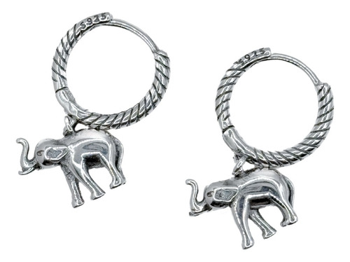 AROS ARGOLLA ELEFANTE, PLATA 925, REGALO PLATEADO - 1
