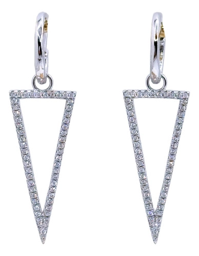 AROS ARGOLLA Y TRIANGULO, CIRCONITAS PAVE , PLATA 925, REGALO PLATEADO - 1