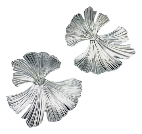 AROS GINKGO BILOBA BOHO MUJER PLATEADOS 5X4,5 CM FIESTA PLATEADO - 1