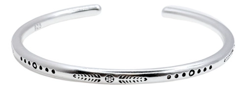 PULSERA ESCLAVA TALLADA EN PLATA 925, FIESTA, REGALO MUJER PLATEADO 6 CM 16 CM - 1