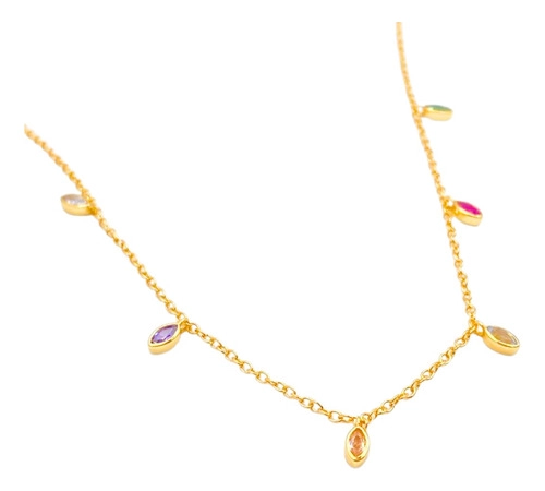 COLLAR PLATA 925 CON ORO 18K, JOYAS COLORIDAS, REGALO MUJER DORADO - 1