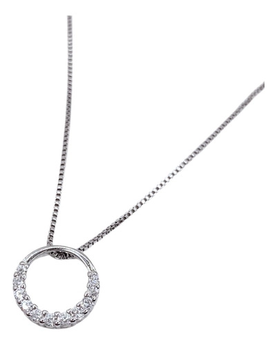 COLLAR COLGANTE REDONDO, CIRCONES, PLATA 925, REGALO MUJER PLATEADO - 1