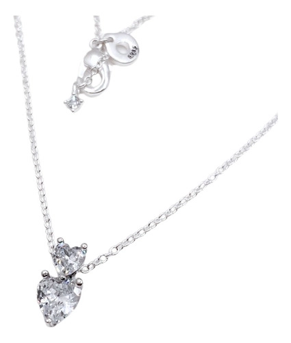 Collar Doble Corazón Plata 925 Circón Blanco - Nordvik London - 1