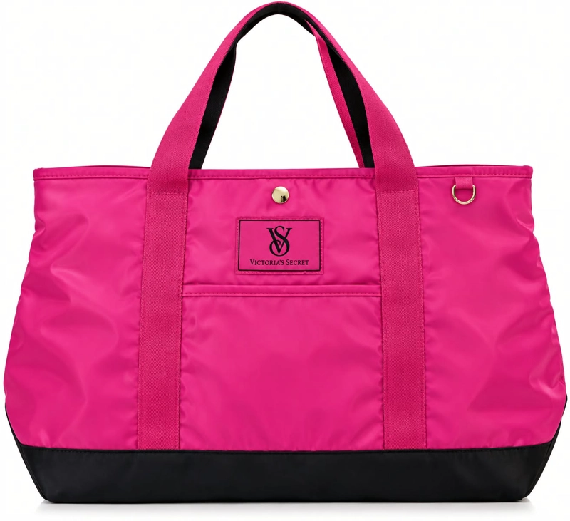 BOLSO TOTE VICTORIA’S SECRET FUCSIA CON NEGRO – BOLSO DE VIAJE, GIMNASIO Y USO DIARIO - 2