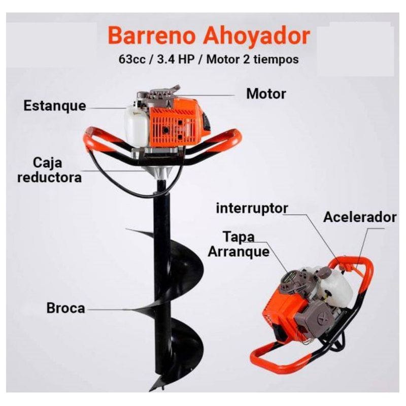 AHOYADOR BARRENO 63CC + 3 BROCAS + EXTESION - TECNOLOGIA AMERICANA - 4