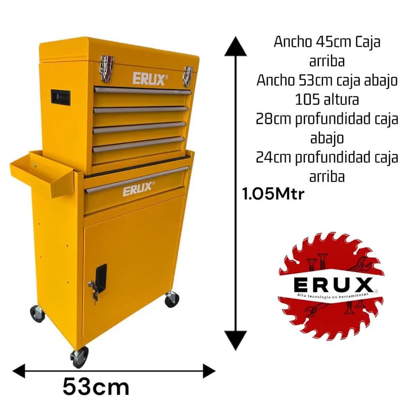 GABINETE METALICO CAJA PORTA HERRAMIENTAS CON RUEDAS - 2