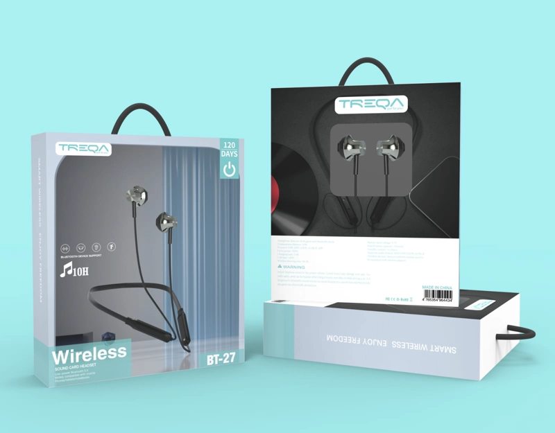 AUDIFONOS DEPORTIVOS INALAMBRICOS BLUETOOTH BT27 TREQA NEGROS - 3