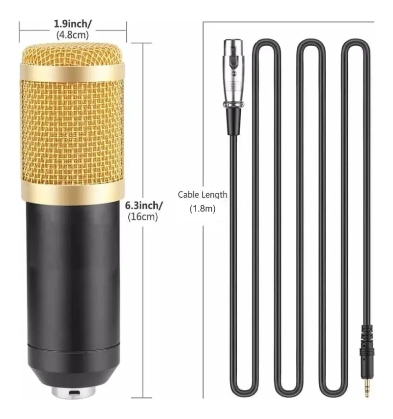 MICROFONO PROFESIONAL OMNIDIRECCIONAL CONDENSADOR 3.5MM NEGRO/DORADO - 5