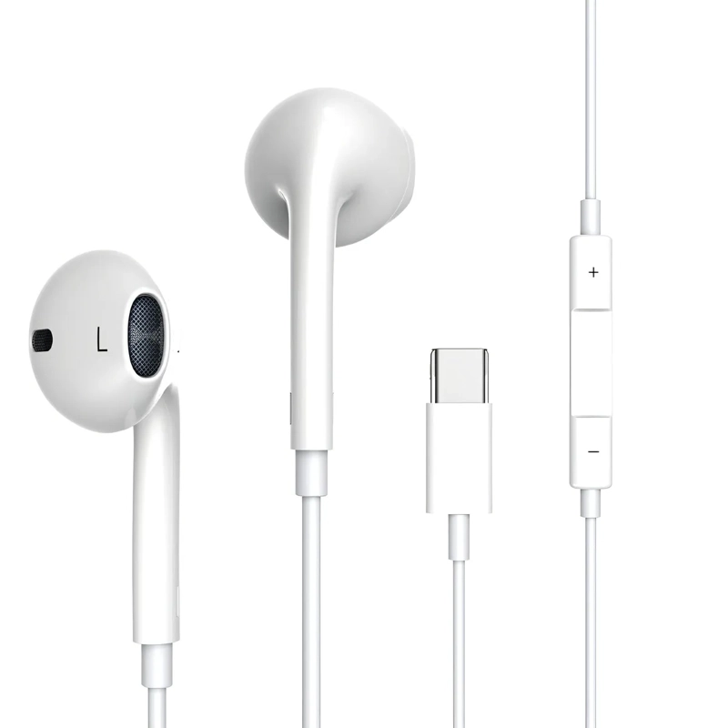 AUDIFONOS TIPO C PARA IPHONE 15 Y 16 BLANCO CON MICROFONO - 1