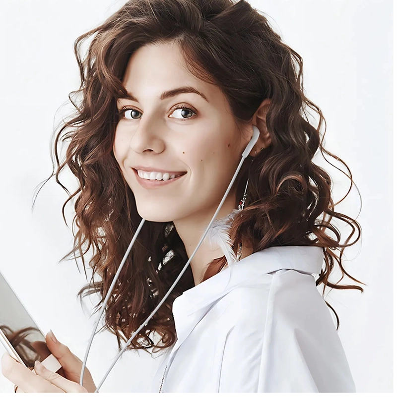 AUDIFONOS TIPO C PARA IPHONE 15 Y 16 BLANCO CON MICROFONO - 4
