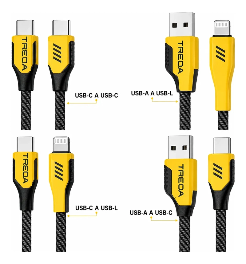 CABLE TREQA USB C 4 EN 1 MULTICONECTOR CARGA Y DATOS COMPATIBLE CON IPHONE - 4