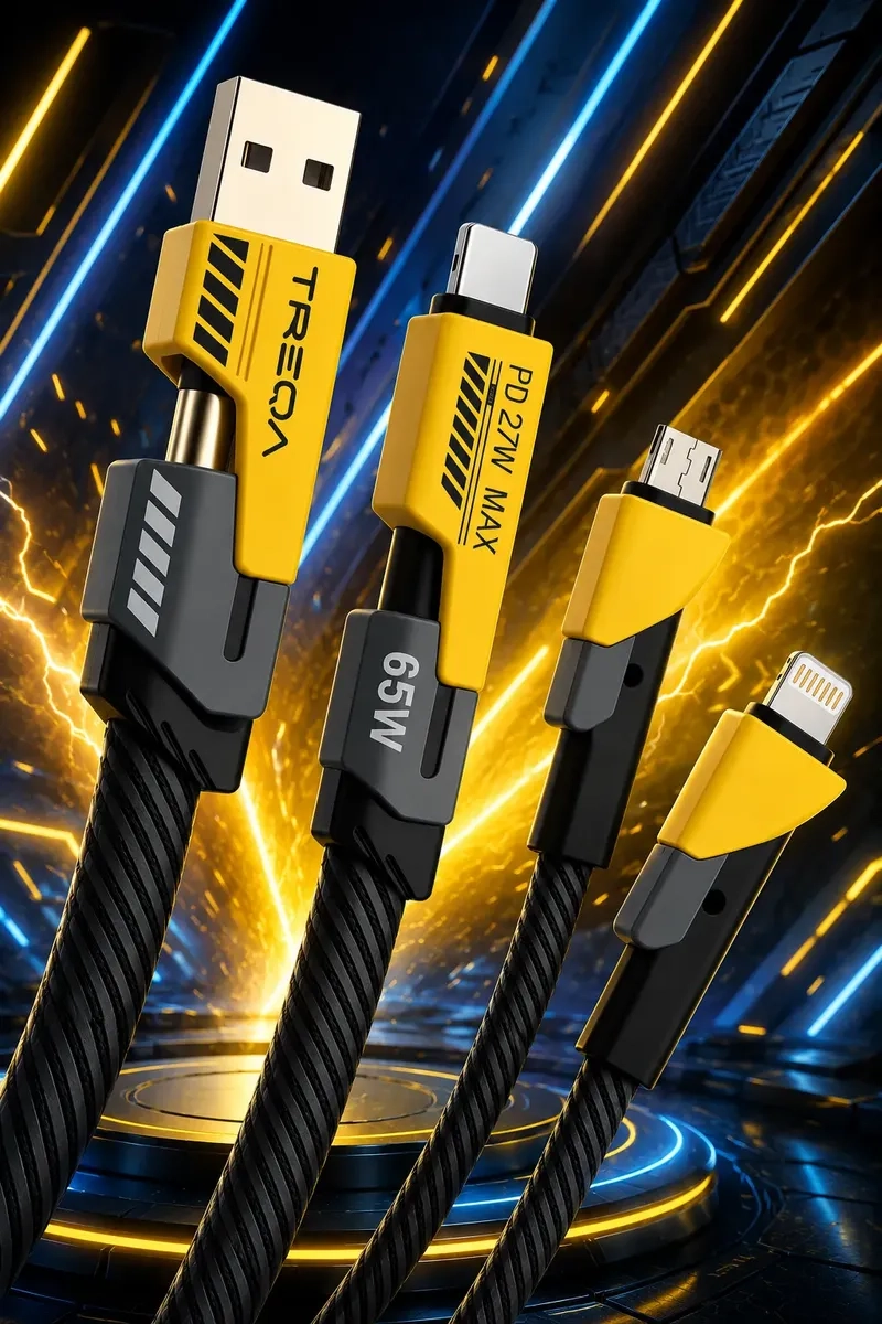 CABLE TREQA USB C 4 EN 1 MULTICONECTOR CARGA Y DATOS COMPATIBLE CON IPHONE - 7