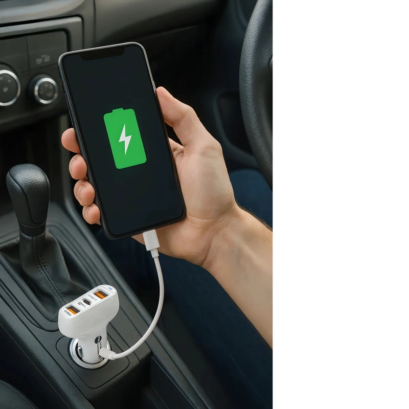 CARGADOR DE AUTO PARA IPHONE COLOR BLANCO CON CABLE 20W ALTA VELOCIDAD CARGA RAPIDA - 4