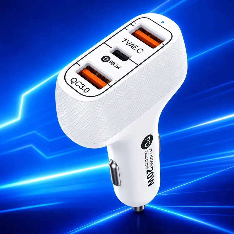 CARGADOR RÁPIDO PARA AUTO USB C 20W CON CABLE DE CARGA PARA CELULAR - 4