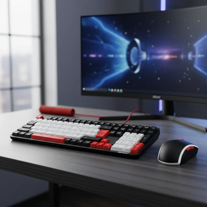 KIT TECLADO Y MOUSE GAMER INALÁMBRICO PARA PC TABLET Y CELULAR - 6