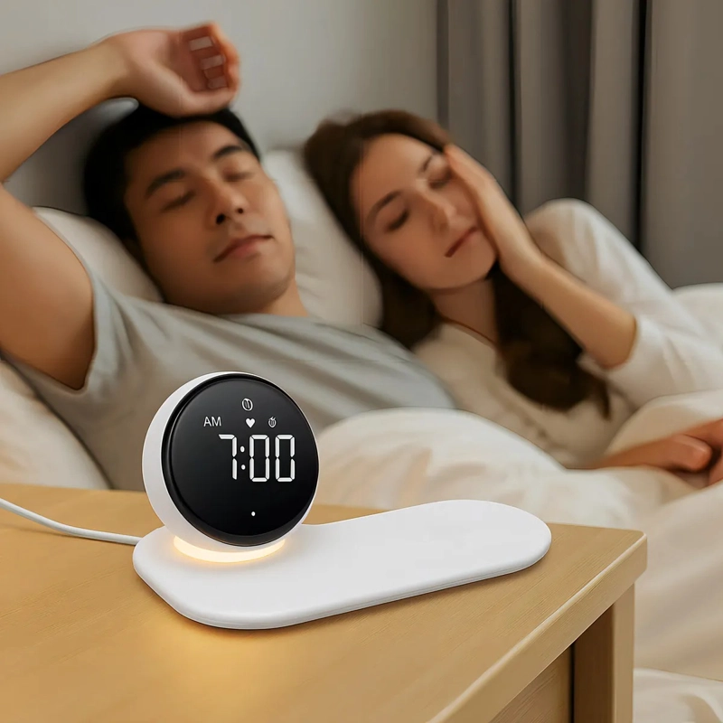 RELOJ DESPERTADOR DE CARGA INALAMBRICA COMPATIBLE CON ANDROID Y PARA IPHONE 8 AL 16 - 2
