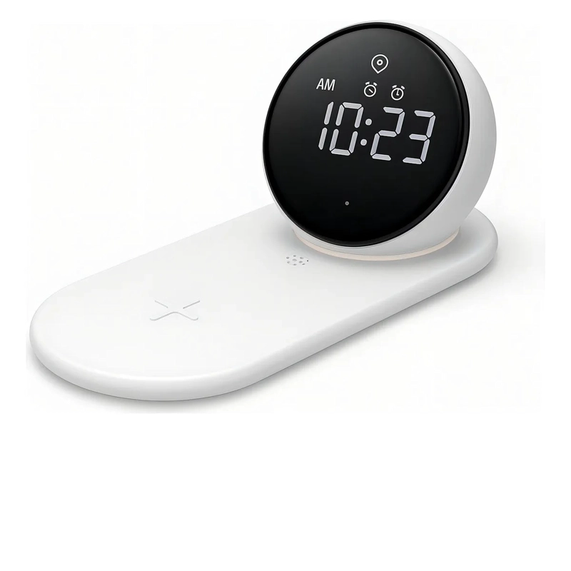 RELOJ DESPERTADOR DE CARGA INALAMBRICA COMPATIBLE CON ANDROID Y PARA IPHONE 8 AL 16 - 4