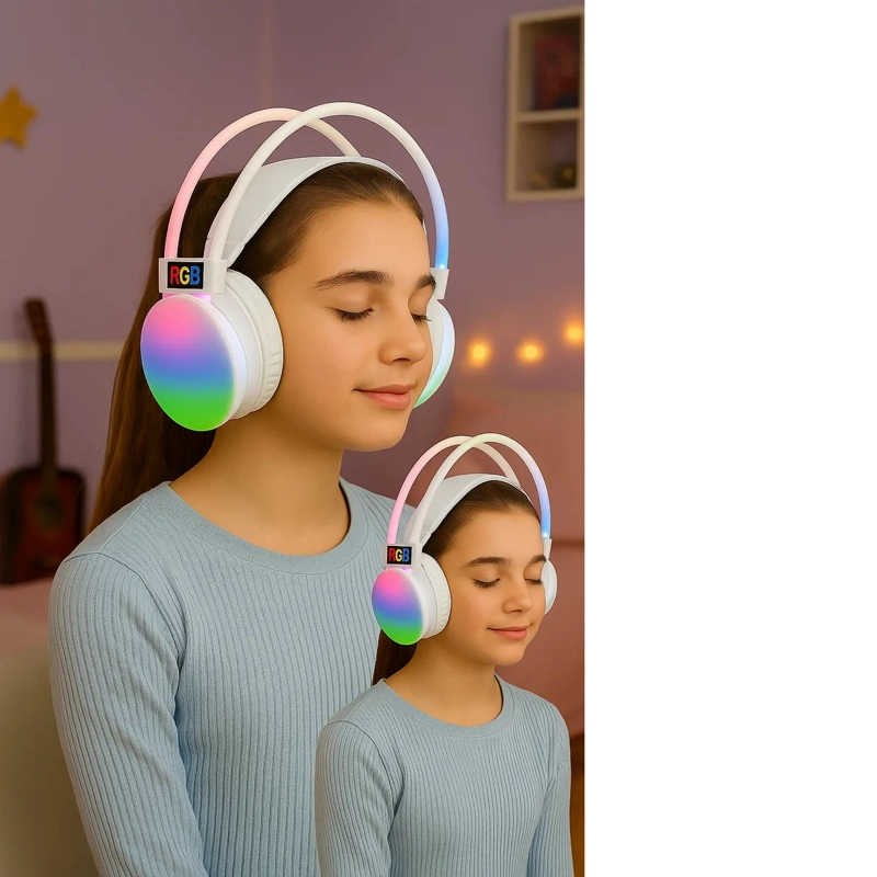 AUDIFONOS INALAMBRICOS RGB PG580 CON MICROFONO Y LUCES LED - 3