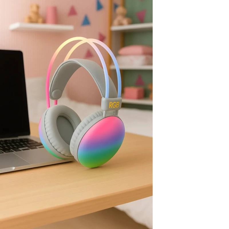 AUDIFONOS INALAMBRICOS RGB PG580 CON MICROFONO Y LUCES LED - 4