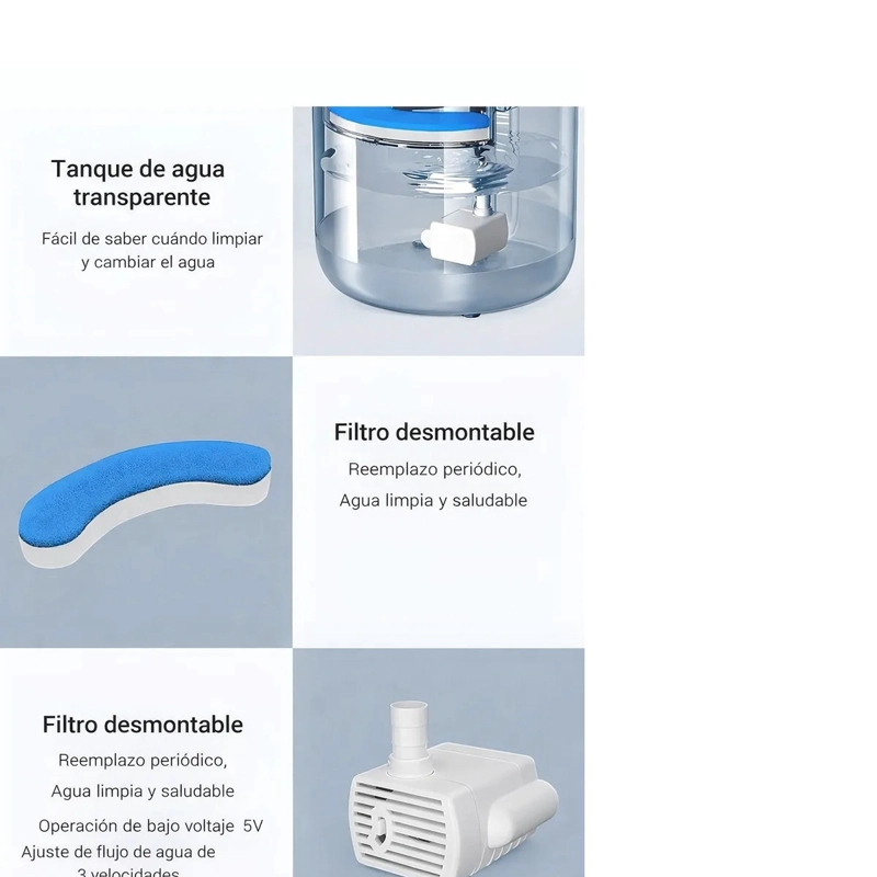 FUENTE DE AGUA AUTOMATICA PARA PERROS Y GATOS BEBEDERO AGUA - 5