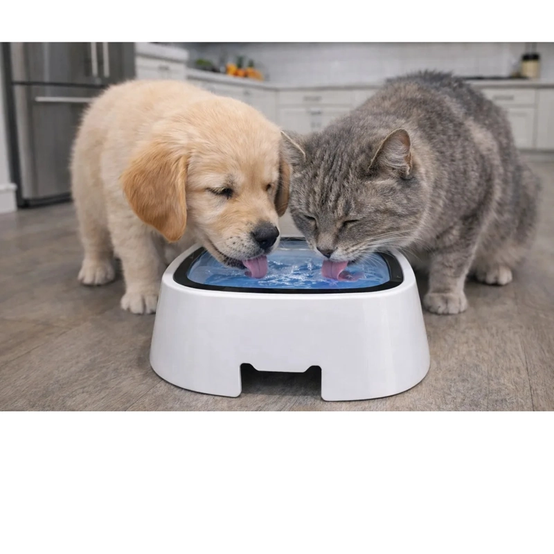 BEBEDERO ANTISALPICADURAS PARA PERROS Y GATOS BOWL 1.5 LITRO BLANCO - 4
