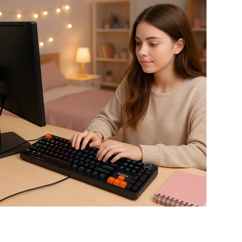 TECLADO MECANICO GAMER RGB WEIBO WB555 EJE ROJO RED AXIS COMPATIBLE CON WINDOWS MAC - 4