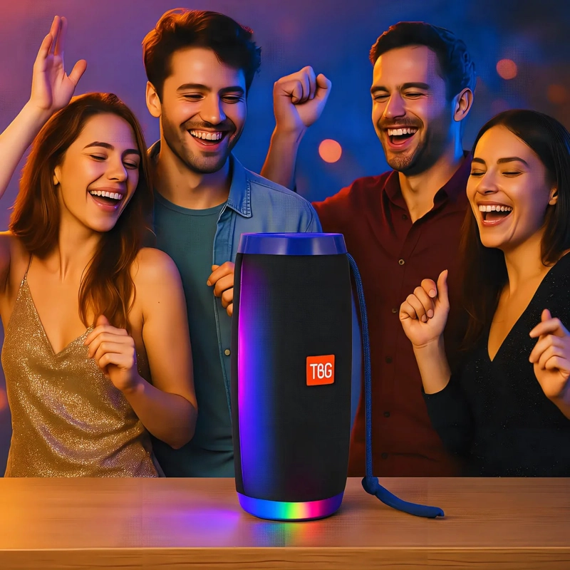 PARLANTE BLUETOOTH INALAMBRICO PORTATIL TG-157 CON LUCES LED RGB CAMBIA DE COLOR RADIO FM - 3