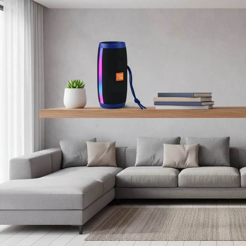 PARLANTE INALÁMBRICO BLUETOOTH TG157 PORTÁTIL CON LUCES LED RGB - 5