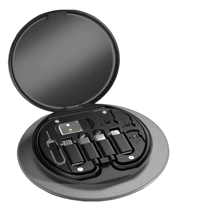 GENÉRICO KIT DE CABLES 60W CARGA RAPIDA MULTIFUNCIONAL ESTUCHE VIAJE NEGRO
