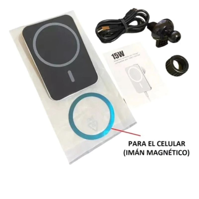 CARGADOR RAPIDO MAGNE TICO INALAMBRICO COMPATIBLE CON IPHONE NEGRO - 5