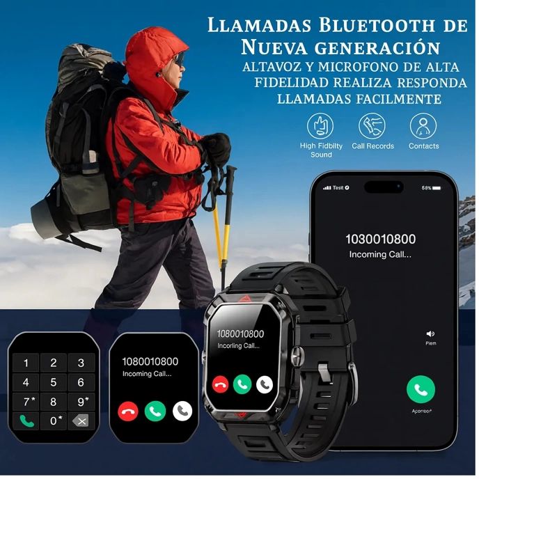 SMARTWATCH DEPORTIVO RELOJ INTELIGENTE TACTIL OUTDOOR IP68 LLAMADAS BT5.1 PANTALLA 2.02 - 5