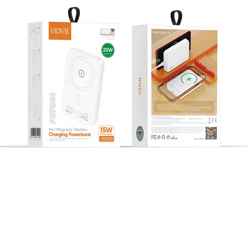 POWER BANK MAGNETICO VIDVIE 10000MAH 20W INALAMBRICO RAPIDO BLANCO - 1