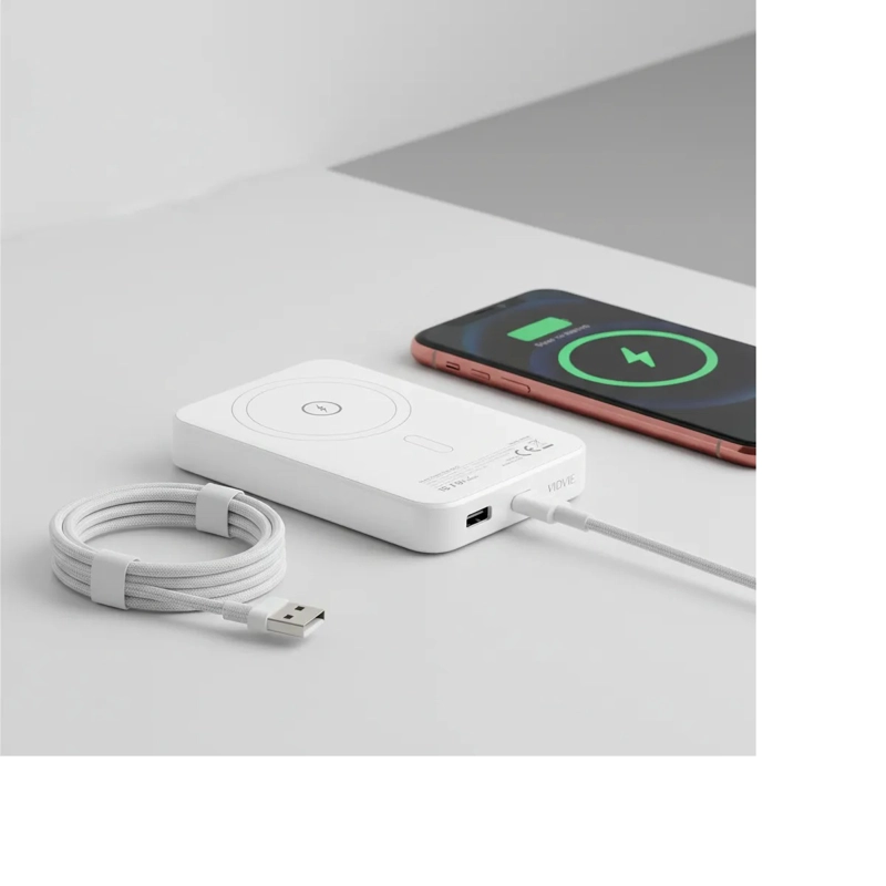 POWER BANK MAGNETICO VIDVIE 10000MAH 20W INALAMBRICO RAPIDO BLANCO - 2