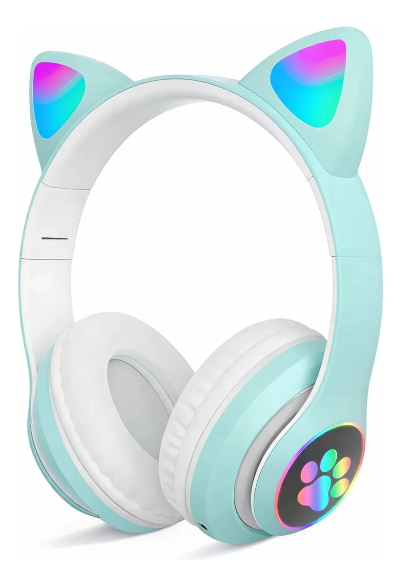 AUDIFONOS BLUETOOTH OREJAS DE GATO LUZ LED RBG RECARGABLES - 1