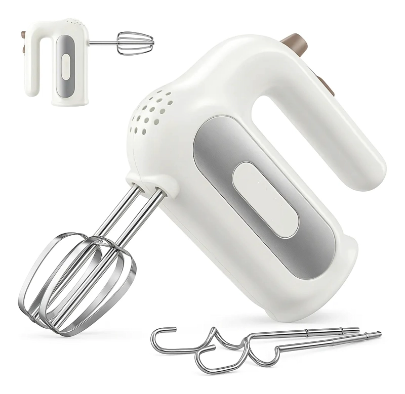 BATIDORA DE MANO 310W 5 VELOCIDADES CON 2 BATIDORES Y 2 GANCHOS PARA AMASAR MEZCLADOR - 2