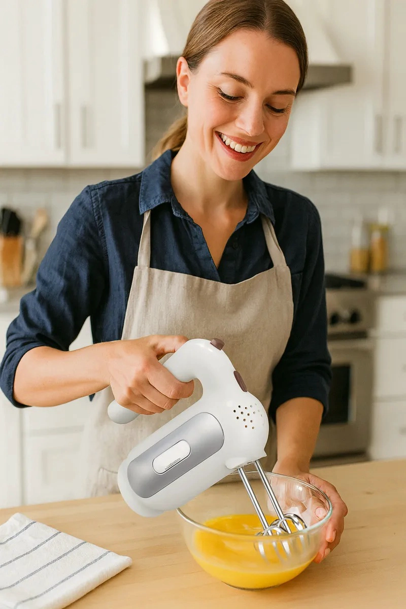 BATIDORA DE MANO 310W 5 VELOCIDADES CON 2 BATIDORES Y 2 GANCHOS PARA AMASAR MEZCLADOR - 3
