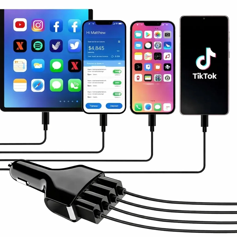 CARGADOR DE AUTO 35W, 4 PUERTOS USB, TECNOLOGIA DE CARGA RAPIDA - 4