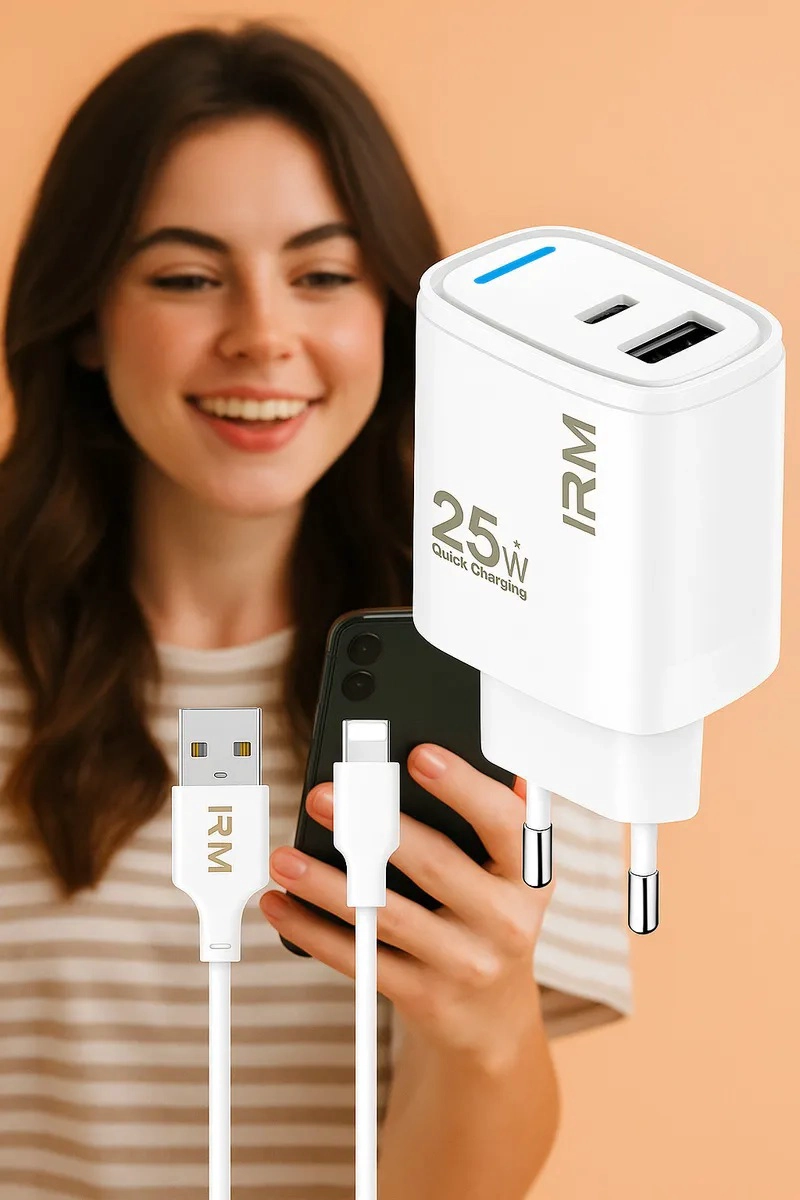 CARGADOR 25W PARA IPHONE, CARGA RAPIDA, DOBLE PUERTO, POTENTE Y SEGURO, CERTIFICACION SEC - 2