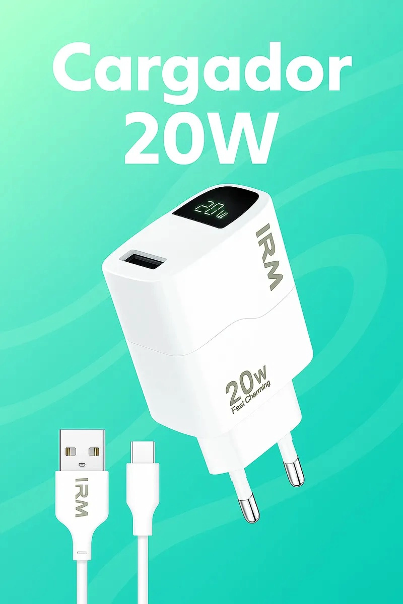 CARGADOR CARGA RAPIDA 20W CON CABLE USB-C COLOR BLANCO - 5