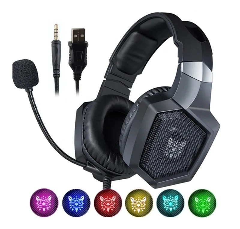 AURICULARES GAMER ONIKUMA K8 NEGRO CON LUZ LED - 4
